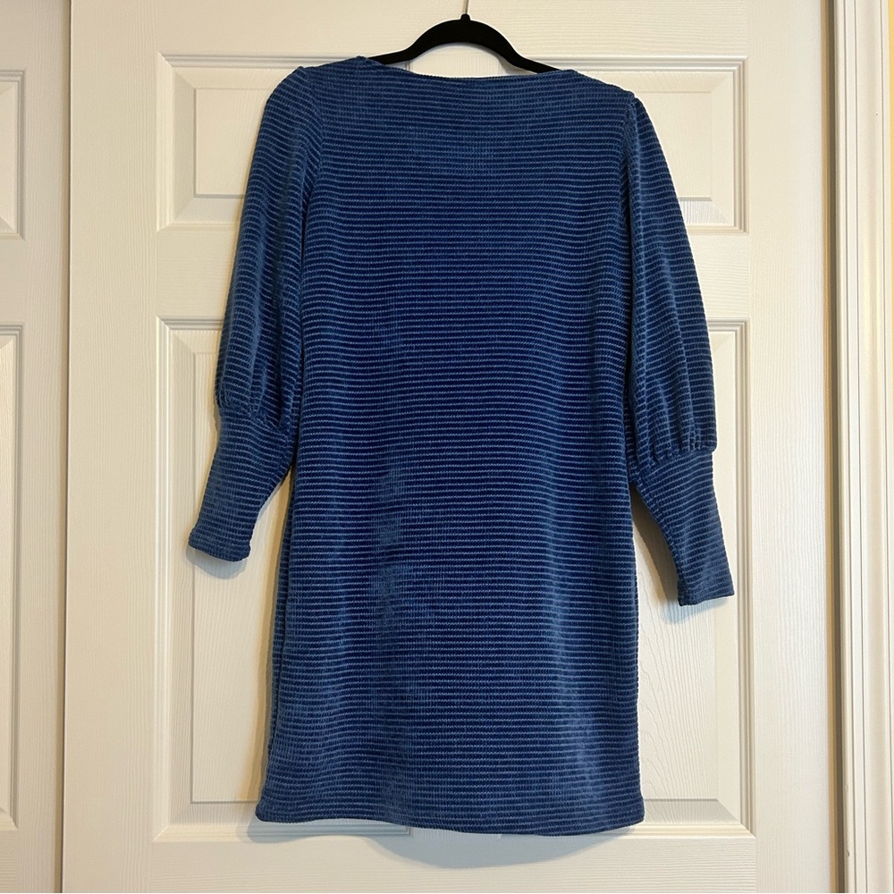 Blue Velvet Ribbed Dress - Picture 2 of 3
